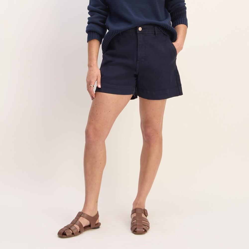 Everlane The Utility‎ Short Organic Cotton Twill High Rise Navy Blue Size 0